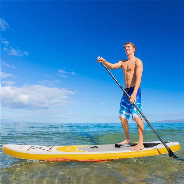 Flash Sale 🤩 Outsunny Inflatable Paddle Stand Up Board with Non-Slip Deck Board - Yellow 👏 - Image 2