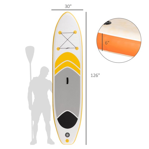 Flash Sale 🤩 Outsunny Inflatable Paddle Stand Up Board with Non-Slip Deck Board - Yellow 👏 - Image 3