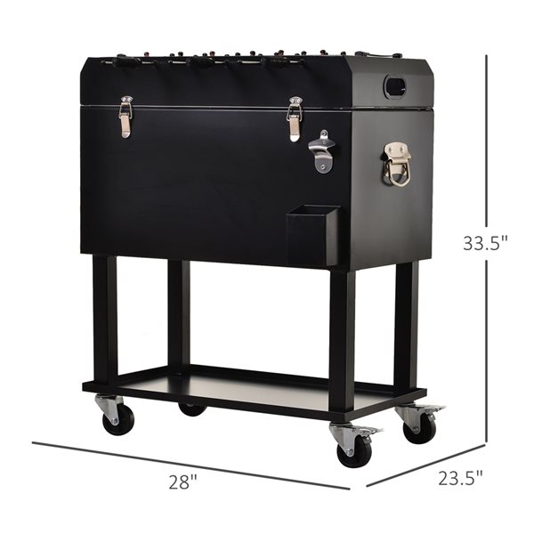 Deals ✔️ Outsunny 65 L Black Rolling Cooler Cart with Foosball Tabletop 👏 - Image 3