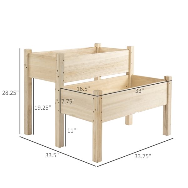 Cheap ๐ Outsunny 33.5-in x 33.75-in 2-Tier Wooden Raised Garden Bed โจ - Image 2