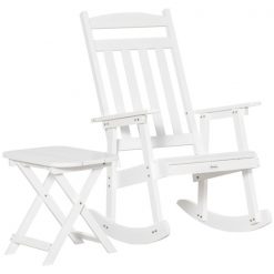 Best reviews of ✨ Outsunny White Wood Rocking Chair with Slat Seat and Coffee Table 🧨