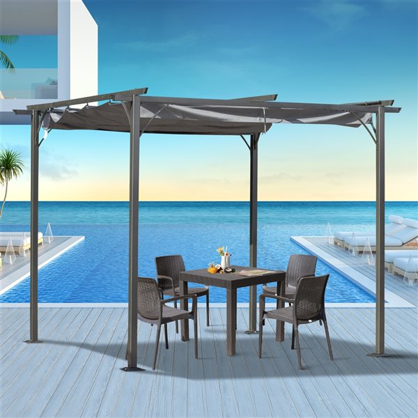 Brand new ⌛ Outsunny 117.6-in W x 117.6-in L x 90-in H Black Metal Freestanding Pergola - Canopy Included 👍 - Image 2