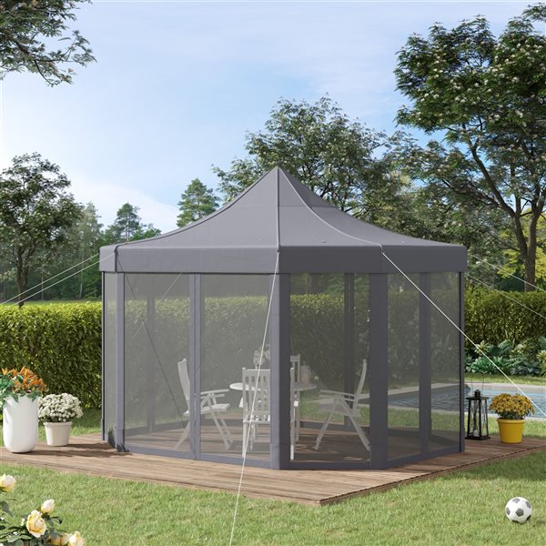 Best Pirce 🔥 Outsunny 9.8-ft W Octagon Grey Gazebo 🤩 - Image 2