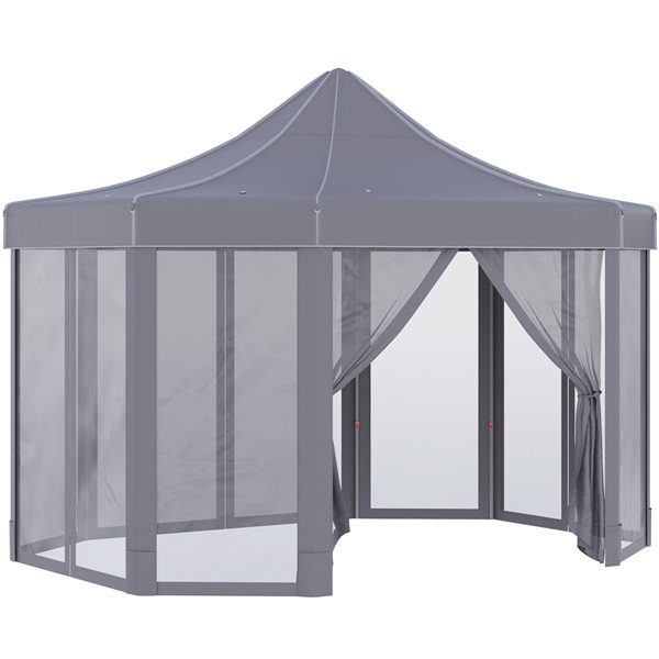 Best Pirce 🔥 Outsunny 9.8-ft W Octagon Grey Gazebo 🤩