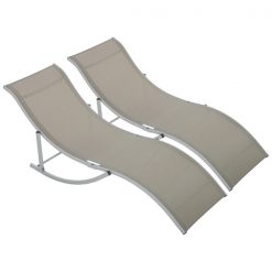 Top 10 ✔️ Outsunny Light Grey Metal Stationary Chaise Lounge Chairs with Light Grey Mesh Seat - Set of 2 😉