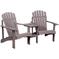 Outlet 👏 Outsunny 2-Piece Grey Adirondack Chair with Middle Table ⌛