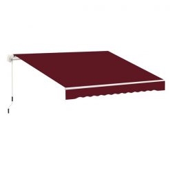 Cheapest 🔥 Outsunny 12-ft x 10-ft Retractable Wine Red Awning Fabric Replacement with UV Protection ⌛