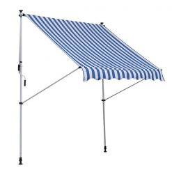 Best reviews of π₯ Outsunny 6.6-ft x 5-ft x 9.2-ft Blue and White Window/Door Manual Retraction Awning β