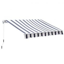 Budget π― Outsunny 8.2-ft x 6.6-ft Navy Blue and White Window/Door Manual Retraction Awning β€οΈ