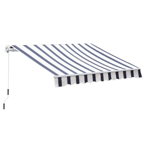 Budget 💯 Outsunny 8.2-ft x 6.6-ft Navy Blue and White Window/Door Manual Retraction Awning ❤️
