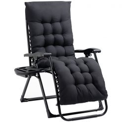 Brand new ⭐ Outsunny Black Metal Stationary Zero Gravity Chair with Black Cushioned Seat 🎉