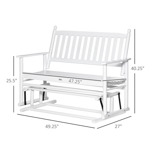 Budget 🤩 Outsunny 2-Person White Wood Outdoor Glider ✨ - Image 3