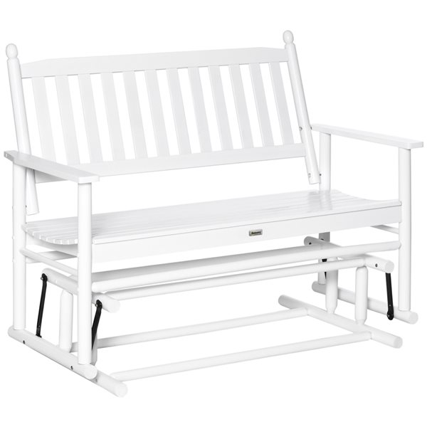 Budget 🤩 Outsunny 2-Person White Wood Outdoor Glider ✨