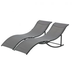 New π€© Outsunny Dark Grey Metal Stationary Chaise Lounge Chairs with Dark Grey Mesh Seat - Set of 2 π₯