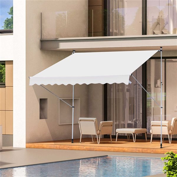 Best deal ❤️ Outsunny 6.6-ft x 5-ft x 9.2-ft White Window/Door Manual Retraction Awning 😀 - Image 4