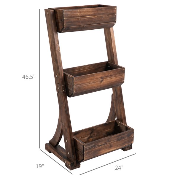 Best reviews of ⌛ Outsunny 46.5-in 3-Tier Brown Outdoor Rectangular Wood Raised Garden Bed 🎁 - Image 3