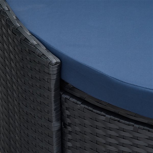 New 👏 Outsunny Rattan Outdoor Sofa with Dark Blue Cushions Included and Steel Frame 🧨 - Image 4