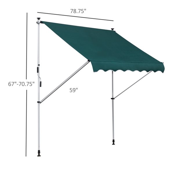 Cheap 😉 Outsunny 6.6-ft x 5-ft x 9.2-ft Green Window/Door Manual Retraction Awning 🧨 - Image 2