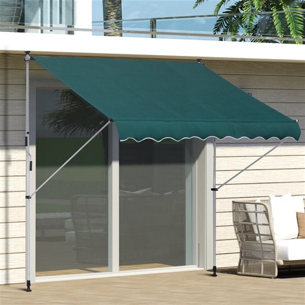 Cheap 😉 Outsunny 6.6-ft x 5-ft x 9.2-ft Green Window/Door Manual Retraction Awning 🧨 - Image 4