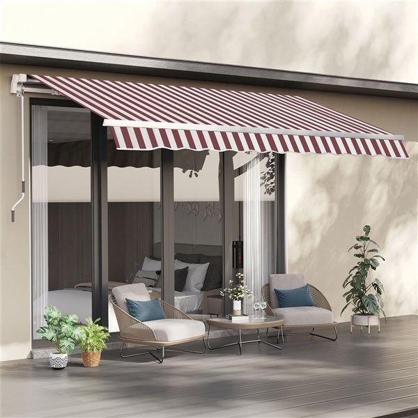 Best reviews of π Outsunny 12-ft x 10-ft Retractable Red and White Awning Fabric Replacement with UV Protection π― - Image 2
