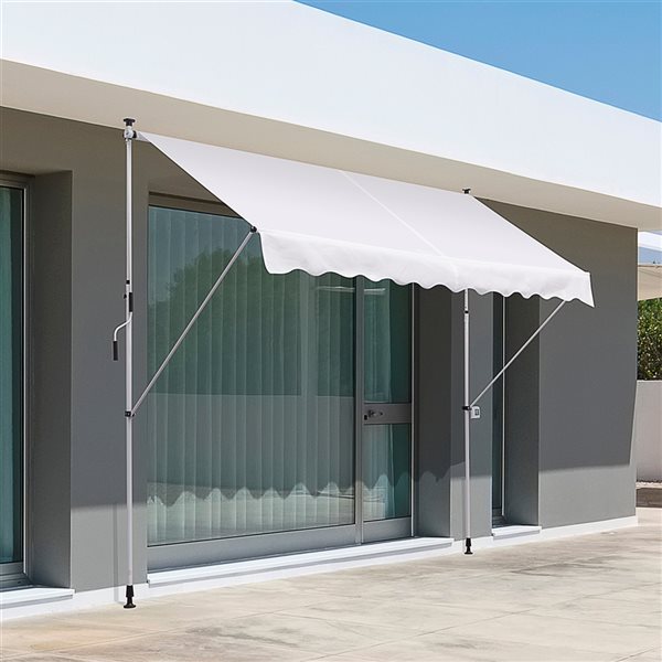 Best Pirce 👍 Outsunny 9.8-ft x 4.9-ft White Window/Door Manual Retraction Awning 🎁 - Image 2