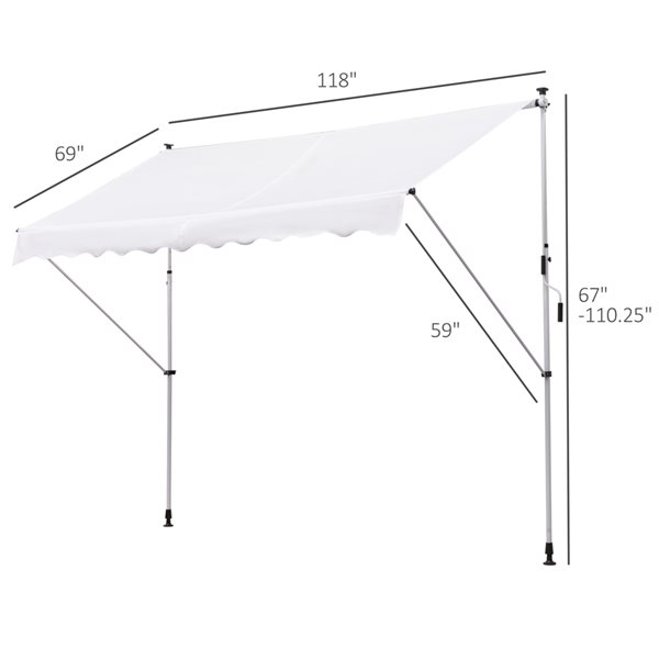 Best Pirce 👍 Outsunny 9.8-ft x 4.9-ft White Window/Door Manual Retraction Awning 🎁 - Image 3