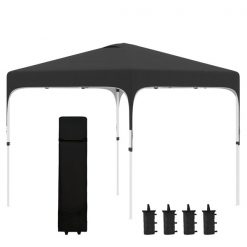 Best Sale 🧨 Outsunny 10-ft W Square Black Foldable Gazebo with 4 Weight Bags and 1 Carry Bag ⭐