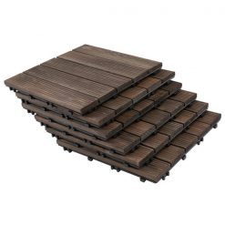 Best Sale ❤️ Outsunny 1-in x 11.75-in x 11.75-in Dark Brown Wood Interlocking Deck Tiles - 27-Pack 😉