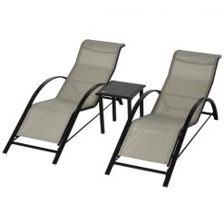 Best Sale 😀 Outsunny Metal Frame Lounge Chair with Table - 3-Piece ❤️