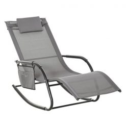 Best deal 👏 Outsunny Black Metal Rocker Recliner Chair with Grey Mesh Seat ⭐