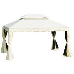 Flash Sale ⌛ Outsunny Beige Metal Rectangle Permanent Gazebo with Polyester Roof 12.8-ft x 9.5-ft 🤩