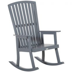 Discount 👏 Outsunny Grey Wood Rocking Chair with Slat Seat ⌛