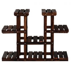 Budget 😀 Outsunny 28.75-in 4-Tier Brown Outdoor Oval Wood Plant Stand 🎁