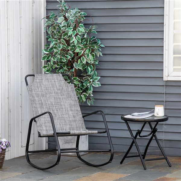Cheapest 👏 Outsunny Metal Rocking Chair with Grey Seat 👍 - Image 2