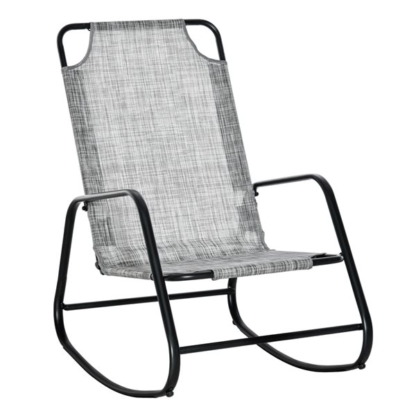 Cheapest 👏 Outsunny Metal Rocking Chair with Grey Seat 👍