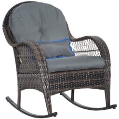 Brand new 👍 Outsunny Rattan Rocking Chair with Grey Cushion 🔥