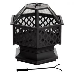 Best Sale ⌛ Outsunny 24.5-in Black Steel Wood-Burning Fire Pit 💯