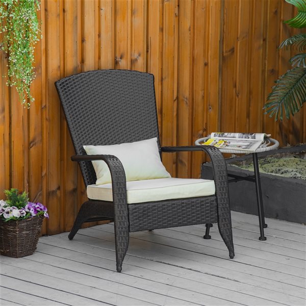 Brand new ❤️ Outsunny Rattan Metal Stationary Adirondack Chair with Beige Cushion 🎁 - Image 3
