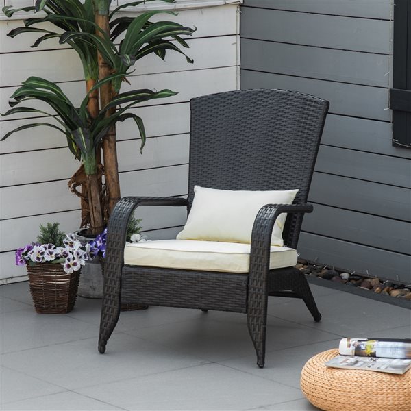 Brand new ❤️ Outsunny Rattan Metal Stationary Adirondack Chair with Beige Cushion 🎁 - Image 4