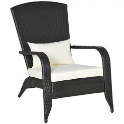 Brand new ❤️ Outsunny Rattan Metal Stationary Adirondack Chair with Beige Cushion 🎁