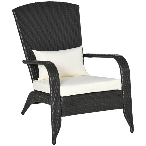 Brand new ❤️ Outsunny Rattan Metal Stationary Adirondack Chair with Beige Cushion 🎁