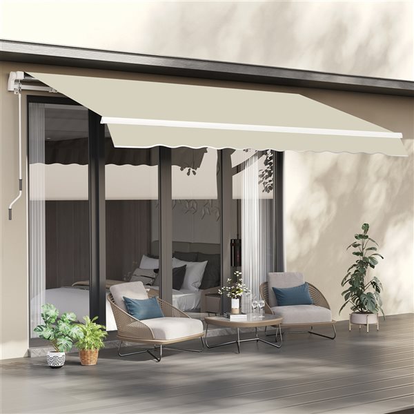 Coupon 🥰 Outsunny 10-ft x 8-ft Retractable Off-White Awning Fabric Replacement 🔥 - Image 2