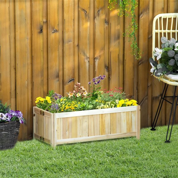 Buy 👍 Outsunny 27.5-in W x 11.75-in L x 9.75-in H Natural Wood Raised Garden Bed ❤️ - Image 2