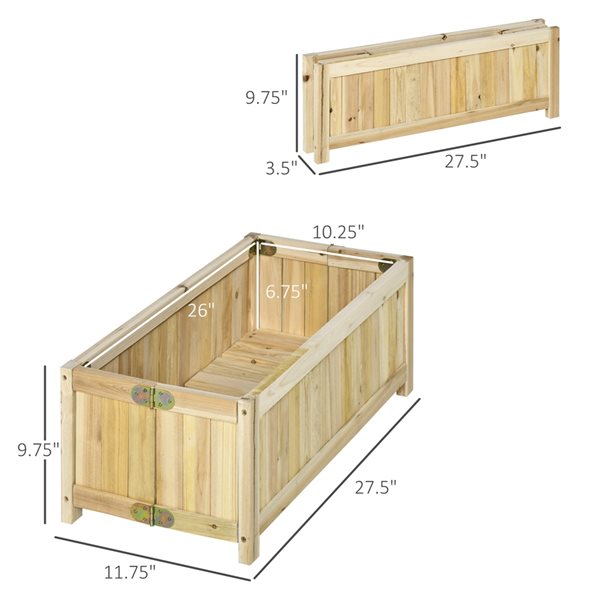 Buy 👍 Outsunny 27.5-in W x 11.75-in L x 9.75-in H Natural Wood Raised Garden Bed ❤️ - Image 3