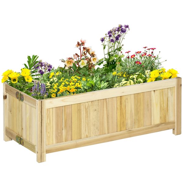 Buy 👍 Outsunny 27.5-in W x 11.75-in L x 9.75-in H Natural Wood Raised Garden Bed ❤️