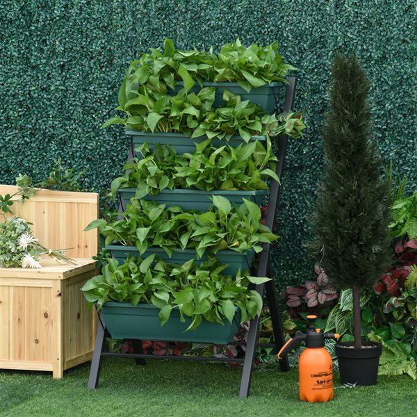Best Pirce 🔔 Outsunny 26.25-in W x 48.75-in H Green Plastic 5-Tier Raised Garden Bed 🧨 - Image 2