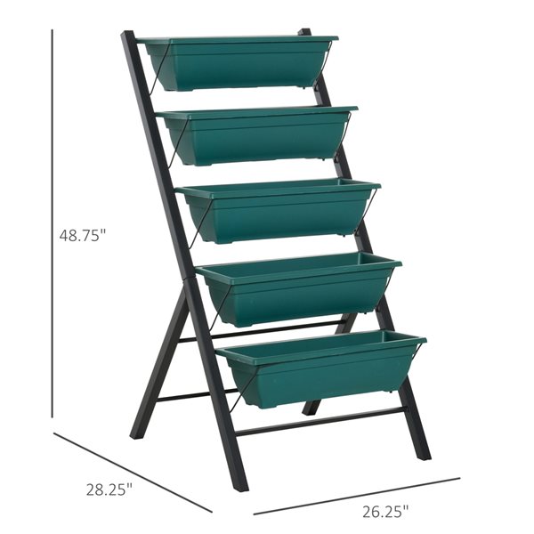 Best Pirce 🔔 Outsunny 26.25-in W x 48.75-in H Green Plastic 5-Tier Raised Garden Bed 🧨 - Image 3