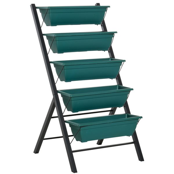 Best Pirce 🔔 Outsunny 26.25-in W x 48.75-in H Green Plastic 5-Tier Raised Garden Bed 🧨
