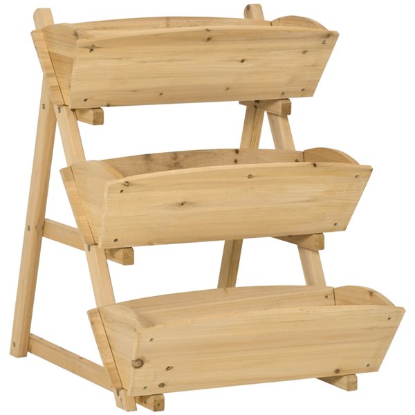 Flash Sale 🥰 Outsunny 23.5-in W x 30.25-in H Natural Wood 3-Tier Raised Garden Bed ✔️